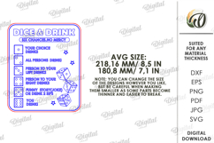 Drinking Game Laser Cut. Dice Drinking Game Board SVG Product Image 2