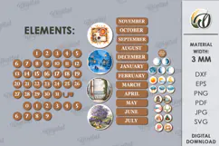 Perpetual Calendar Laser Cut . Wooden Calendar SVG Product Image 6