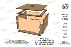 Floral Jewelry Box Laser cut. Storage Box with Lid SVG Product Image 2