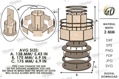 3D Rotating Organizer Laser Cut. Office storage box SVG Product Image 2