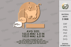 Naughty Cat on shelf Round Sign Laser Cut. Wall Decor SVG Product Image 2
