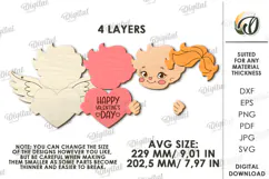 3D Valentine's Day Door Hanger Laser Cut. Cupid SVG Product Image 2