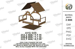 Bird Feeder Laser Cut. Hanging Bird Feeder House SVG Product Image 2