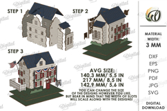 3D 4th Of July House Laser Cut. Stand Decor SVG Product Image 3
