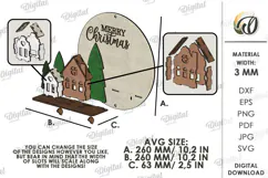 Christmas Village Round Sign Laser Cut. Wall Decor SVG Product Image 2