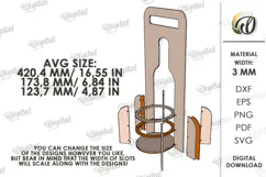 Christmas Wine Bottle Holder Laser Cut. Bottle Stand SVG Product Image 2