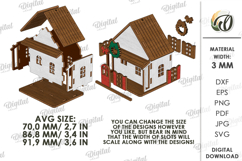 3D Christmas House Tree Ornaments Bundle Laser Cut Product Image 3