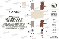 3D Animals Greetings Card Paper Cut. Cute Animals SVG Product Image 2