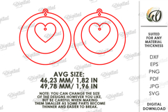 Valentine's Day Drop Earrings Laser Cut. Dangle Earrings SVG Product Image 2