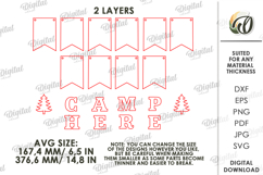 3D Camping Bunting Banner Laser Cut. Camp Here SVG Product Image 2