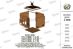 Tabletop Trash Bin Laser Cut. Garbage Box SVG Product Image 2