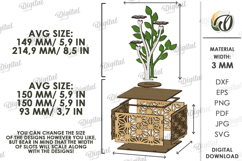 Wooden Floral Box Laser Cut. Storage Box With Flower SVG Product Image 2