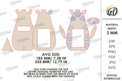 Hugging Zebra Photo Frame Laser Cut. Kids Picture Frame SVG Product Image 2