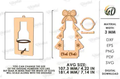 Christmas Tree Mini Bottle Holder Ornament Laser Cut Product Image 2