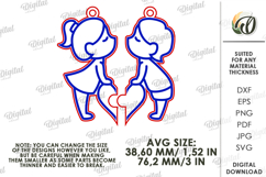 Double Valentines Keychain Laser Cut. Matching Key Ring SVG Product Image 2