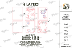 3D Layered Wall Art Sign Laser Cut. Summer. Hummingbird SVG Product Image 2