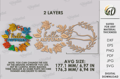 Autumn Wreath Laser Cut . Fall Wreath Decor SVG Product Image 2