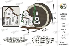 Christmas Village Round Sign Laser Cut. Wall Decor SVG Product Image 2