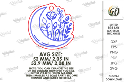 Floral Keychain Laser Cut. Boho Keyring. Moon SVG Product Image 2