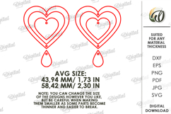 Valentine's Day Drop Earrings Laser Cut. Dangle Earrings SVG Product Image 2