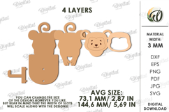 Towel hook Laser Cut. Monkey SVG Product Image 2