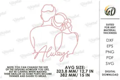Love Line Art Decor Laser Cut. Wall Decor. Couple SVG Product Image 2