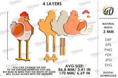 3D Easter Stand Characters Laser Cut. Chickens SVG Product Image 2