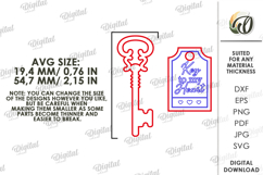 Valentine's Day Key Laser Cut. Valentine Gift Tag SVG Product Image 2
