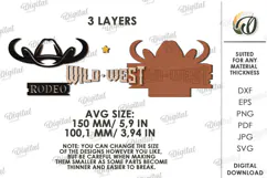 Wild West Sign Laser Cut. Wooden Westen Wall Art SVG Product Image 2
