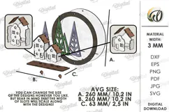 Christmas Village Round Sign Laser Cut. Wall Decor SVG Product Image 2
