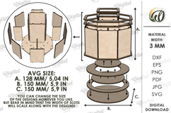 3D Rotating Organizer Laser Cut. Office supplies storage box Product Image 2