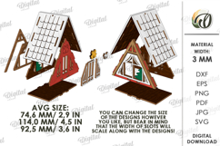 3D Christmas House Tree Ornaments Bundle Laser Cut Product Image 5