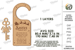 Santa&#039;s Magic Key Decor Laser Cut. Christmas Door Hanger SVG Product Image 2