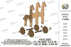 Toddler toy on wheels Laser Cut. Giraffe SVG Product Image 2