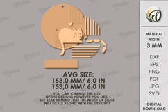 Naughty Cat on shelf Round Sign Laser Cut. Wall Decor SVG Product Image 2