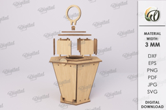 3D Halloween Lantern Laser Cut. Halloween Lamp SVG Product Image 3