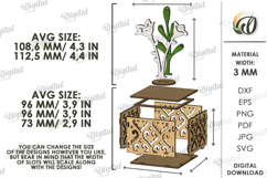 Wooden Floral Boxes Bundle Laser Cut. Storage Boxes SVG Product Image 5