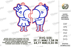 Double Valentines Keychains Bundle Lasercut. Key Ring SVG Product Image 5