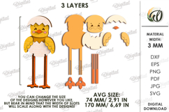 3D Easter Stand Characters Laser Cut. Easter Chicks SVG Product Image 2