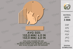 Naughty Cat on shelf Round Sign Laser Cut. Wall Decor SVG Product Image 2