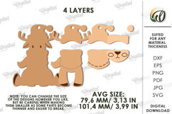 Christmas Ornament Laser Cut. Reindeer SVG Product Image 2