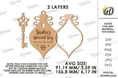 Santa&#039;s Magic Key Decor Laser Cut. Christmas Door Hanger SVG Product Image 2
