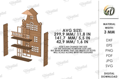 Amsterdam Dollhouse Shelf Laser Cut. Nursery Decor SVG Product Image 2