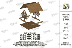 Bird Feeder Laser Cut. Hanging Bird Feeder Station SVG Product Image 2