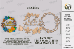 Autumn Wreath Laser Cut . Fall Wreath Decor SVG Product Image 2