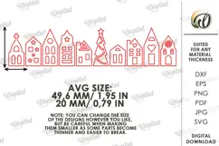 Christmas Village Candle Wrap Laser Cut. Christmas Decor SVG Product Image 2