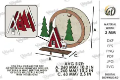 Christmas Village Round Sign Laser Cut. Wall Decor SVG Product Image 2