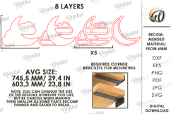 3D Wall Shelf Laser Cut. Display Shelf. Wall Decor SVG Product Image 2