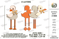 3D Easter Stand Characters Laser Cut. Easter Ducks SVG Product Image 2