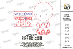 Christmas Round Sign Lasercut. Welcome SIgn. Door Hanger SVG Product Image 2